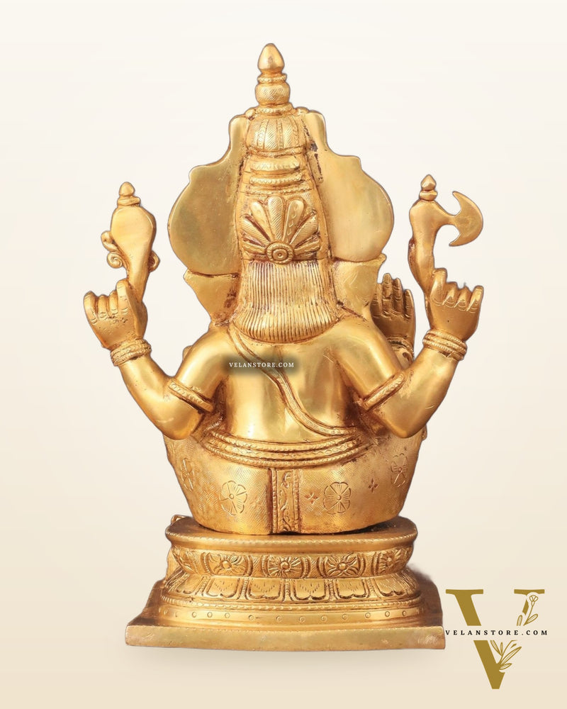 Pure Brass Cute Ganesha Statue 12 inch