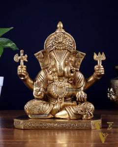 Pure Brass Dagduseth Ganapati Idol – 7 Inch