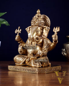 Pure Brass Dagduseth Ganapati Idol – 7 Inch