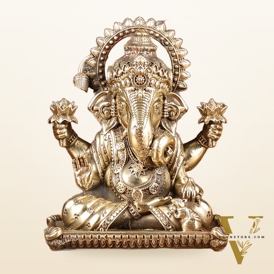 Pure Brass Dagduseth Ganapati Idol | Intricately Carved | Height 4 inch