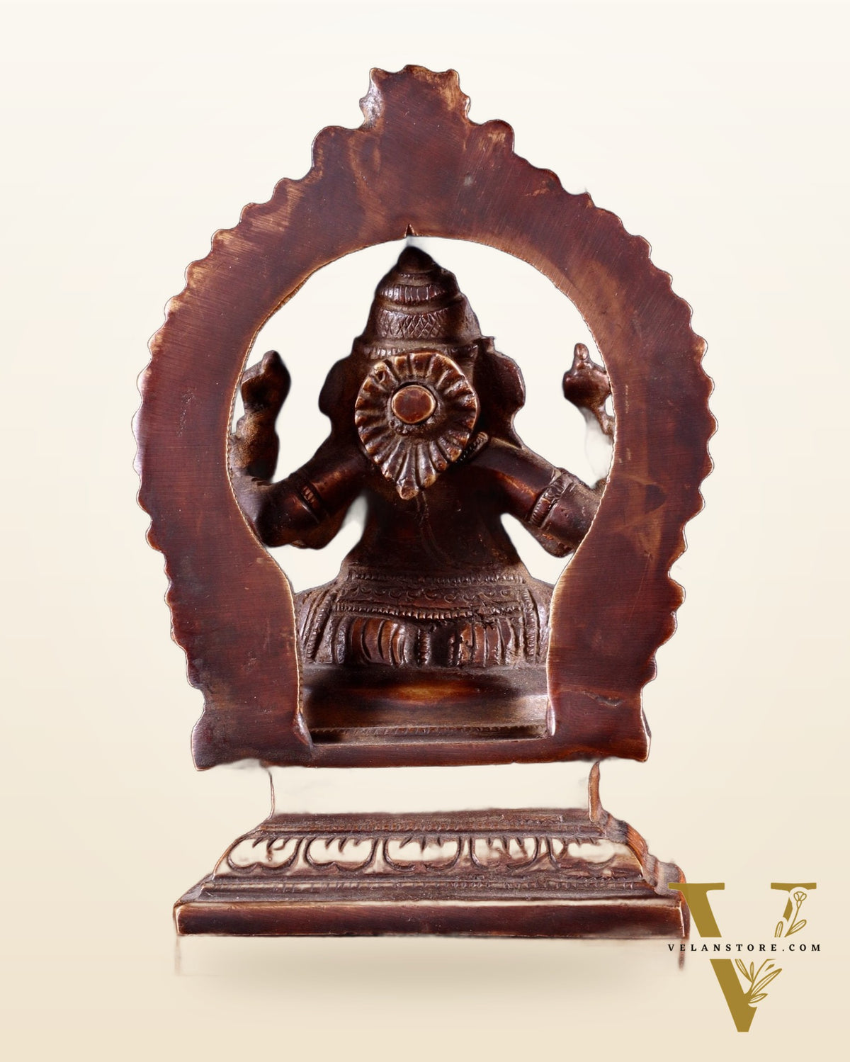 Pure Brass Dakshina Mukhi Ganesha Idol – Right Side Trunk 5" Copper tone