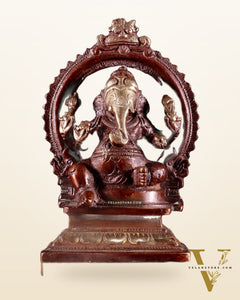 Pure Brass Dakshina Mukhi Ganesha Idol – Right Side Trunk 5" Dual tone