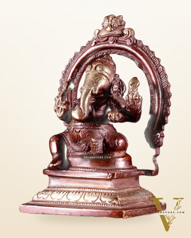 Pure Brass Dakshina Mukhi Ganesha Idol – Right Side Trunk 5" Dual tone