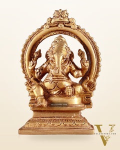 Pure Brass Dakshina Mukhi Ganesha Idol – Right Side Trunk 5"