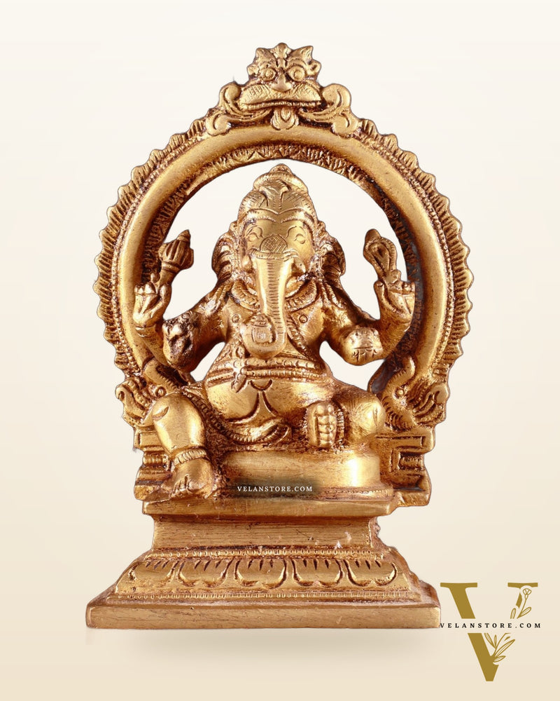 Pure Brass Dakshina Mukhi Ganesha Idol – Right Side Trunk 5"