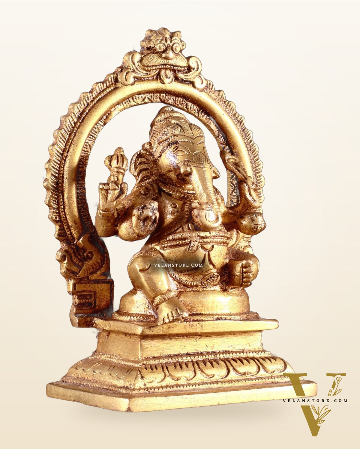 Pure Brass Dakshina Mukhi Ganesha Idol – Right Side Trunk 5"