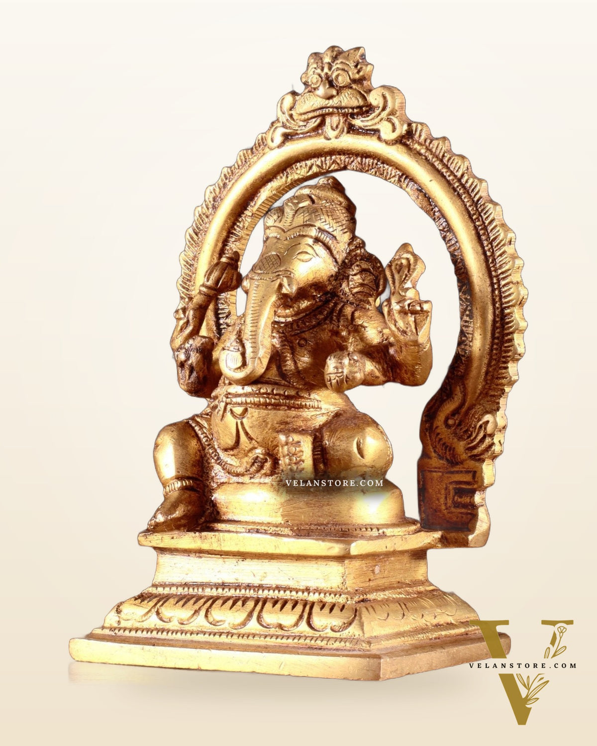 Pure Brass Dakshina Mukhi Ganesha Idol – Right Side Trunk 5"