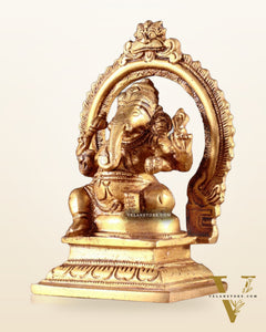 Pure Brass Dakshina Mukhi Ganesha Idol – Right Side Trunk 5"