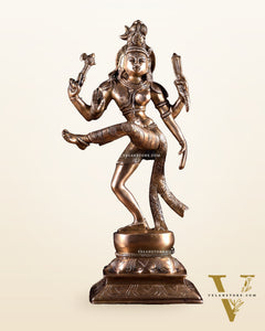 Pure Brass Dancing Ardhanarishvara Idol (Half Shiva – Half Parvati) 12.5 inch