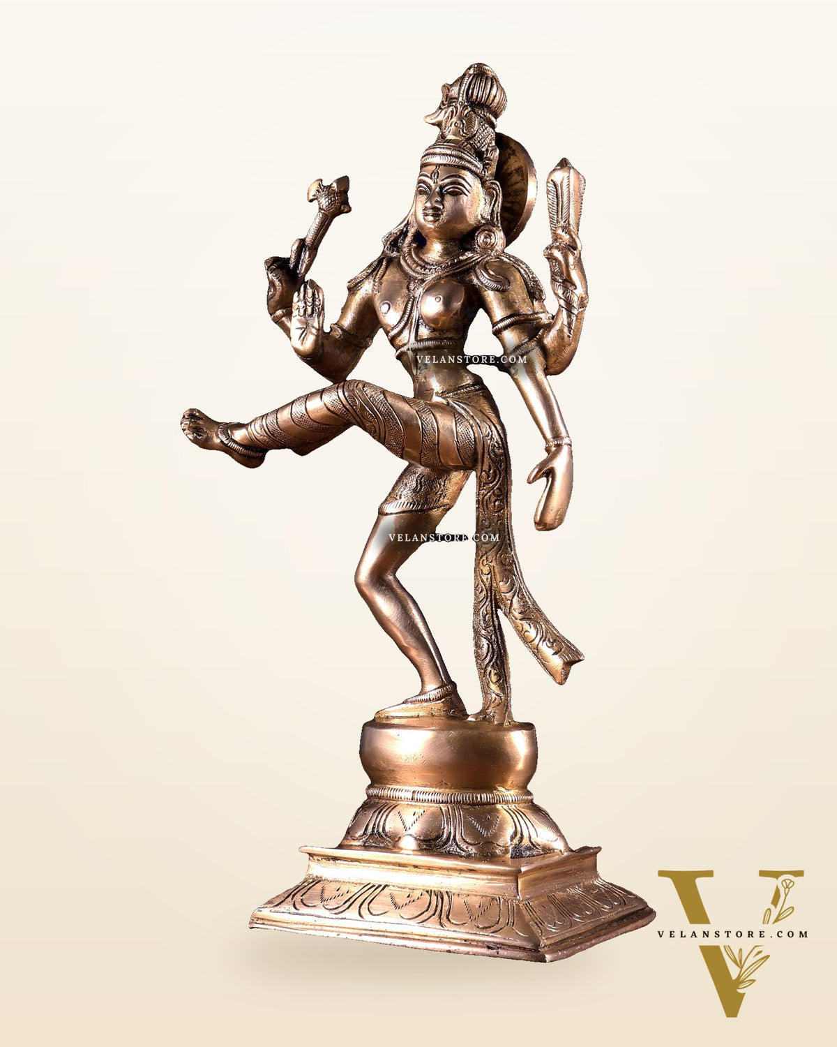 Pure Brass Dancing Ardhanarishvara Idol (Half Shiva – Half Parvati) 12.5 inch