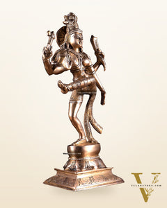 Pure Brass Dancing Ardhanarishvara Idol (Half Shiva – Half Parvati) 12.5 inch