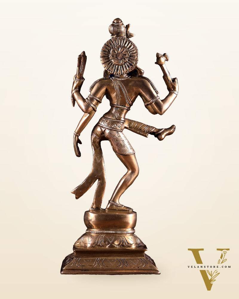 Pure Brass Dancing Ardhanarishvara Idol (Half Shiva – Half Parvati) 12.5 inch