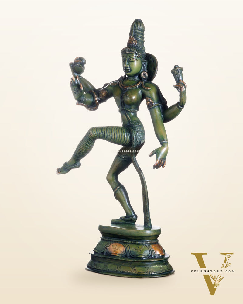 Pure Brass Dancing Ardhanarishwara Idol - 15"