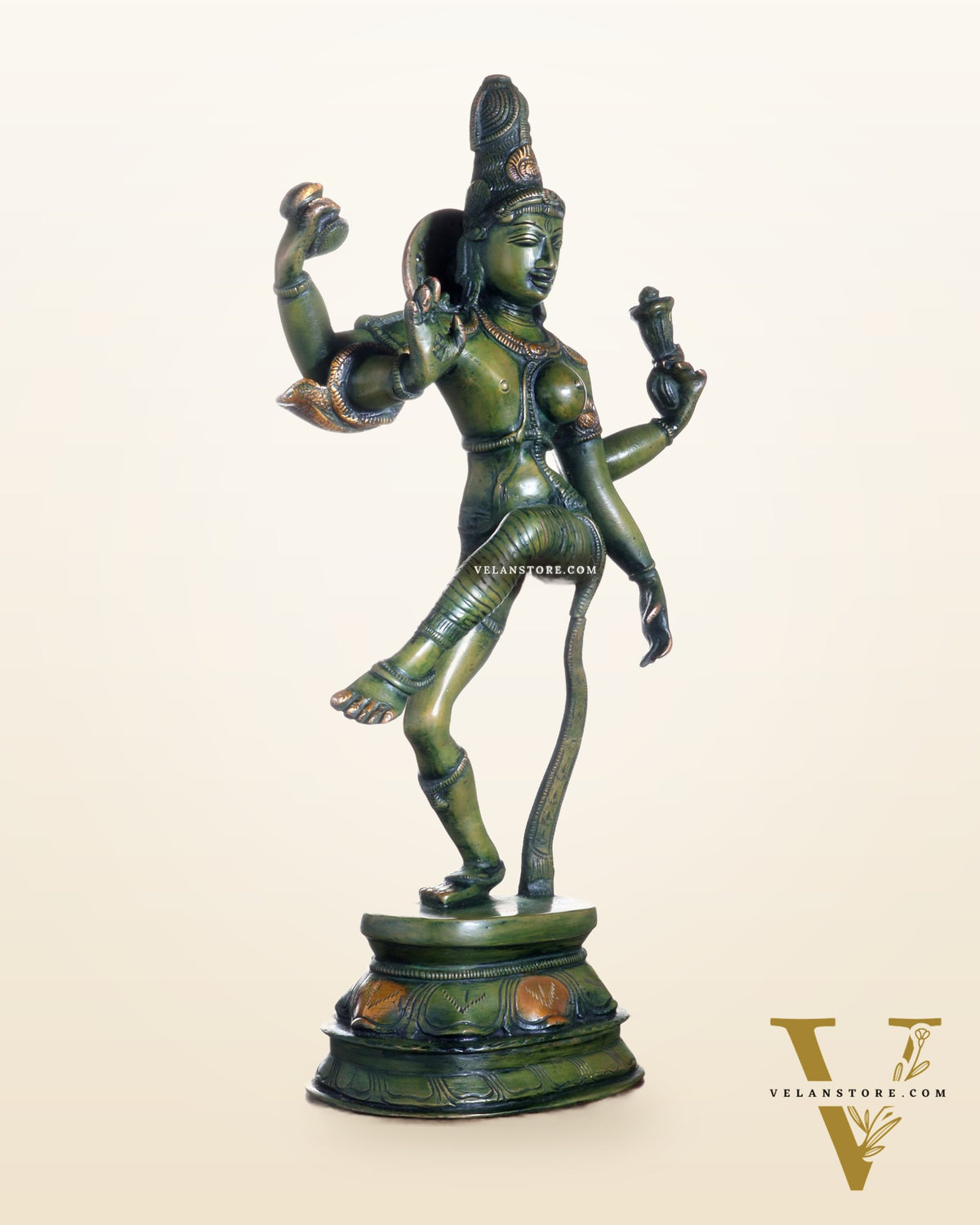 Pure Brass Dancing Ardhanarishwara Idol - 15"