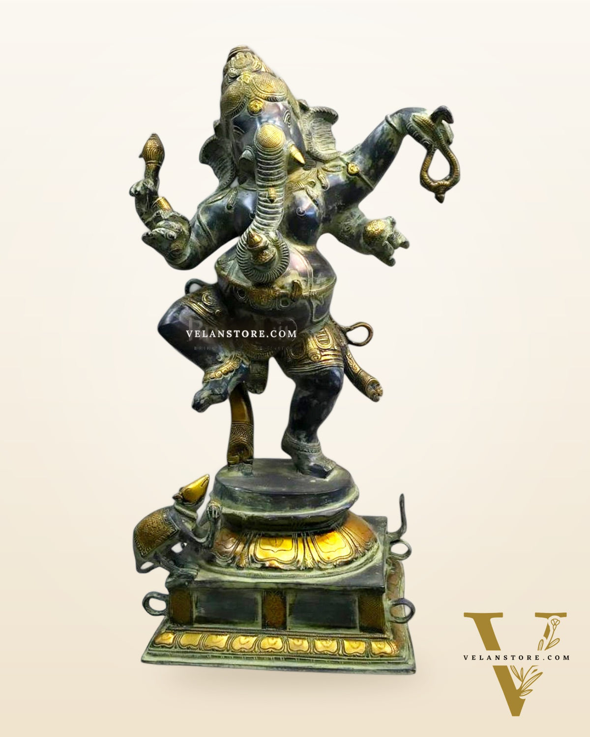 Pure Brass Dancing Ganesha Statue | 22.4”