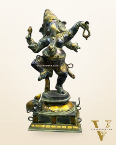 Pure Brass Dancing Ganesha Statue | 22.4”