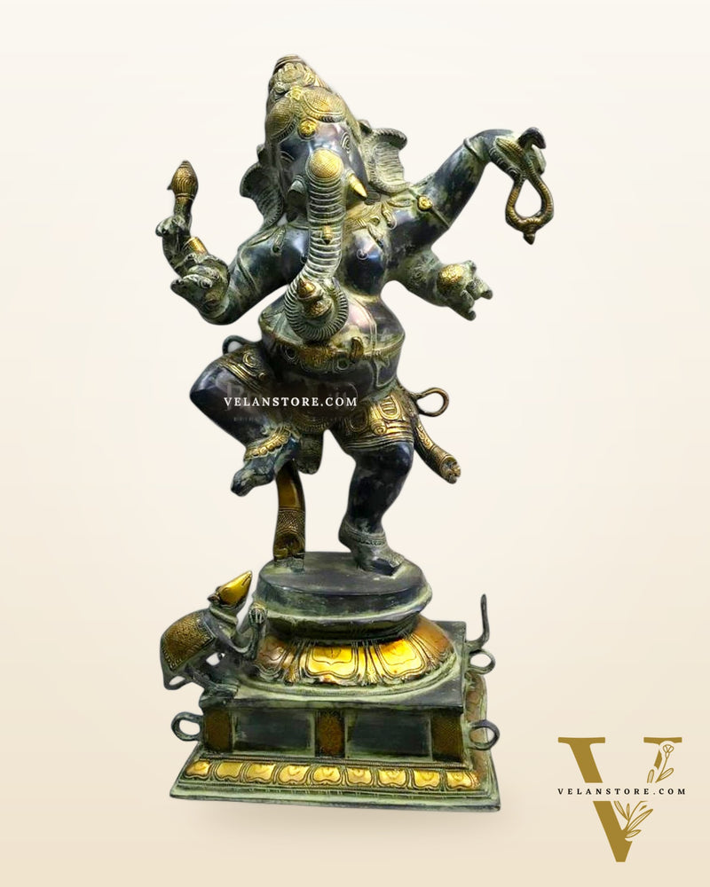 Pure Brass Dancing Ganesha Statue | 22.4”