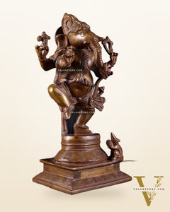 Pure Brass Dancing Ganesha Statue Chola bronze tone 13 inch
