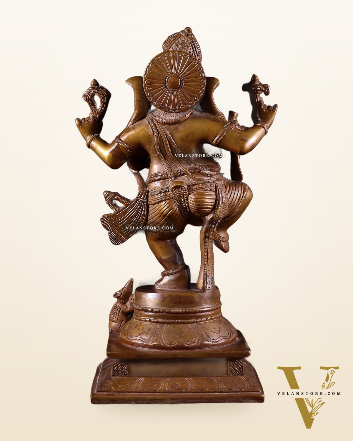 Pure Brass Dancing Ganesha Statue Chola bronze tone 13 inch