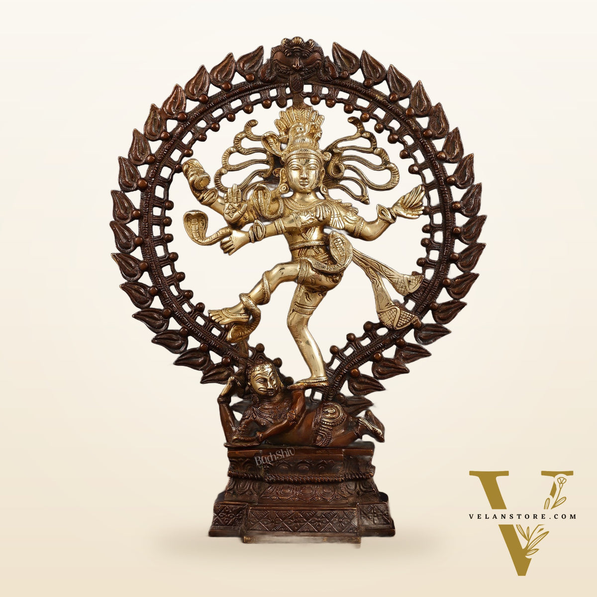 Pure Brass Dancing Shiva as Nataraja Statue - Height 17"