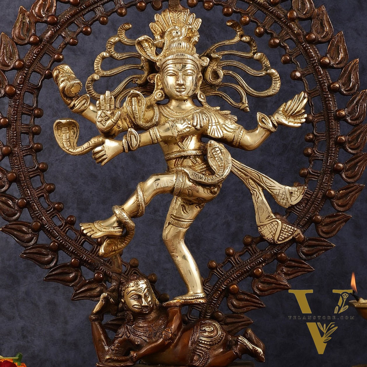 Pure Brass Dancing Shiva as Nataraja Statue - Height 17"