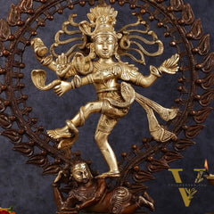 Pure Brass Dancing Shiva as Nataraja Statue - Height 17"