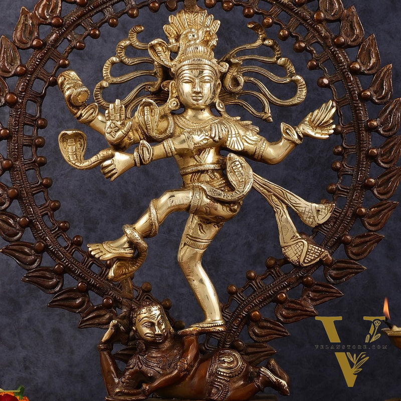 Pure Brass Dancing Shiva as Nataraja Statue - Height 17"