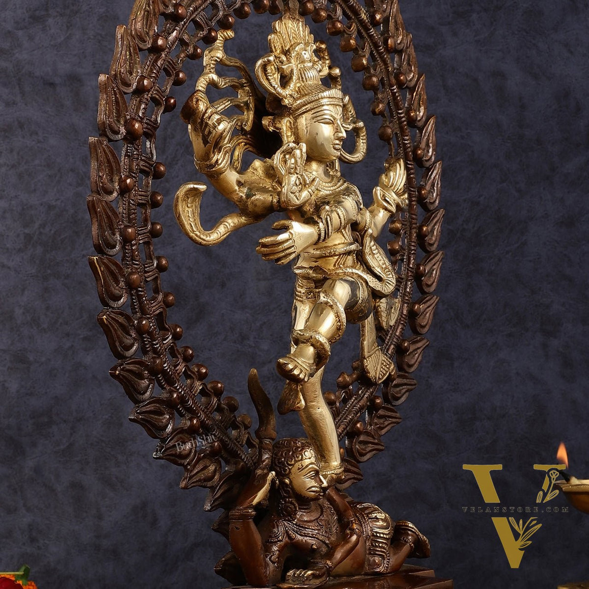Pure Brass Dancing Shiva as Nataraja Statue - Height 17"