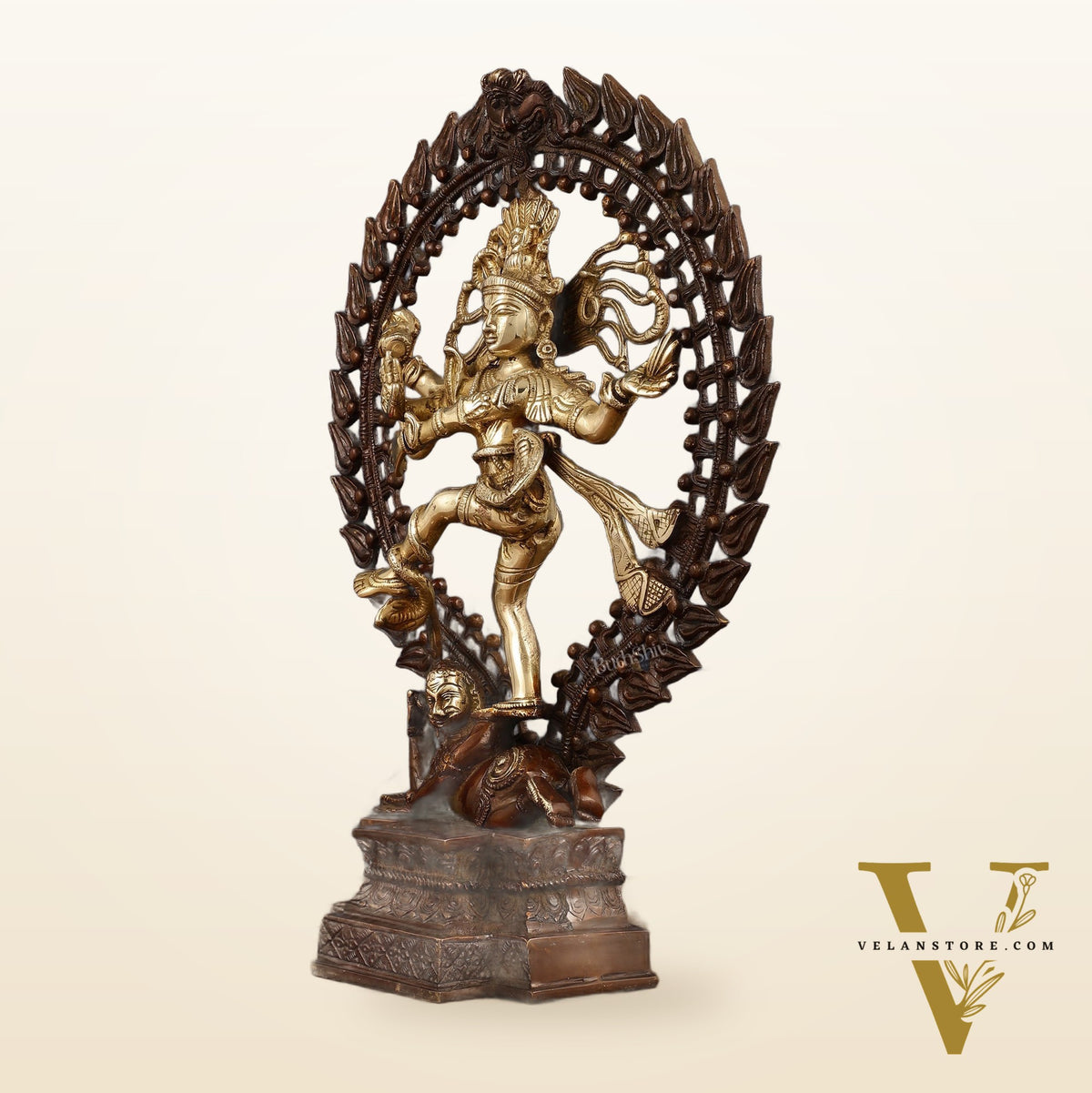 Pure Brass Dancing Shiva as Nataraja Statue - Height 17"