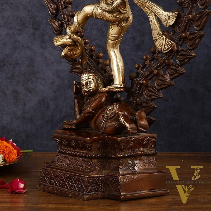 Pure Brass Dancing Shiva as Nataraja Statue - Height 17"