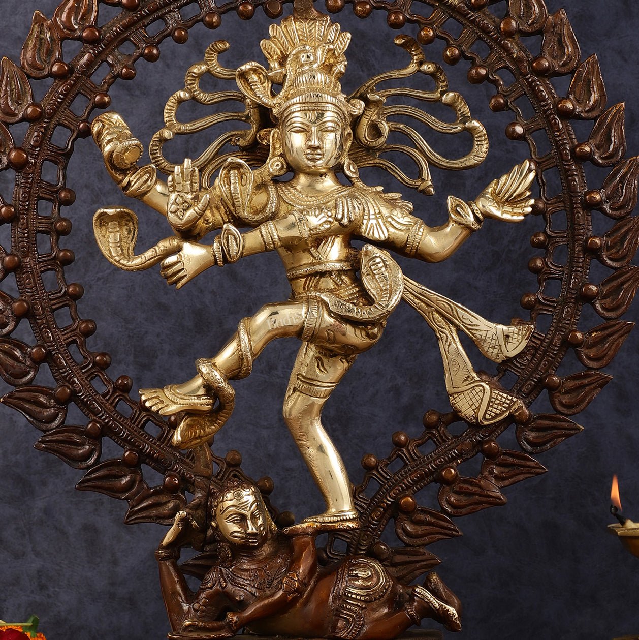 Pure Brass Dancing Shiva as Nataraja Statue - Height 17"