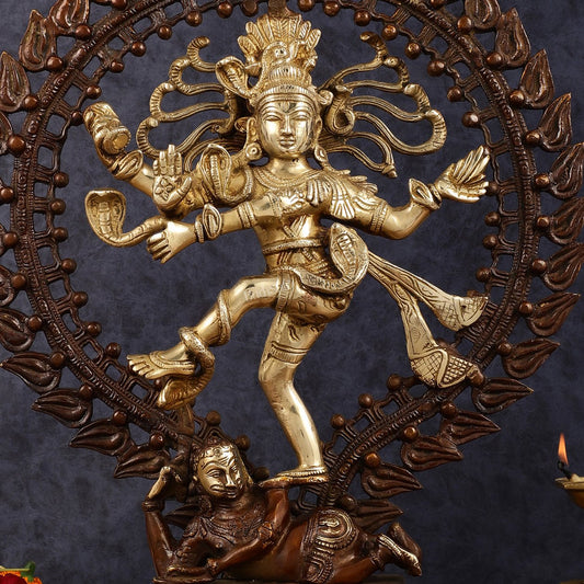 Pure Brass Dancing Shiva as Nataraja Statue - Height 17"