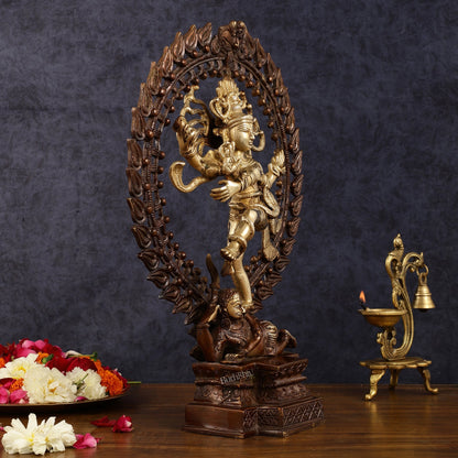 Pure Brass Dancing Shiva as Nataraja Statue - Height 17"