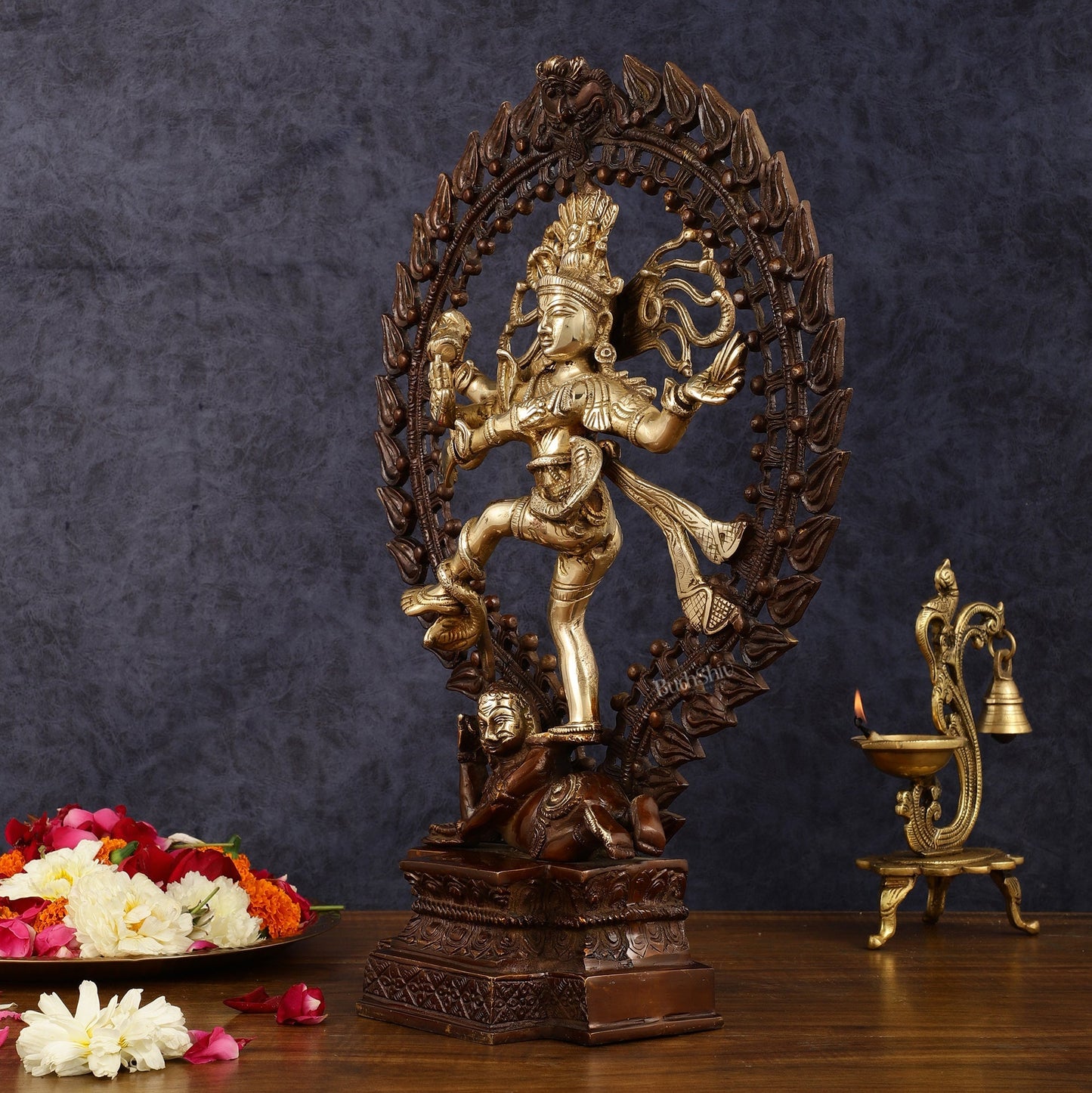 Pure Brass Dancing Shiva as Nataraja Statue - Height 17"