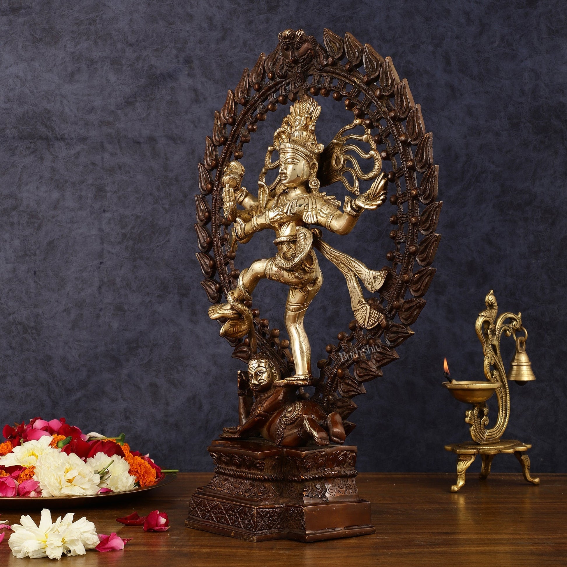 Pure Brass Dancing Shiva as Nataraja Statue - Height 17"