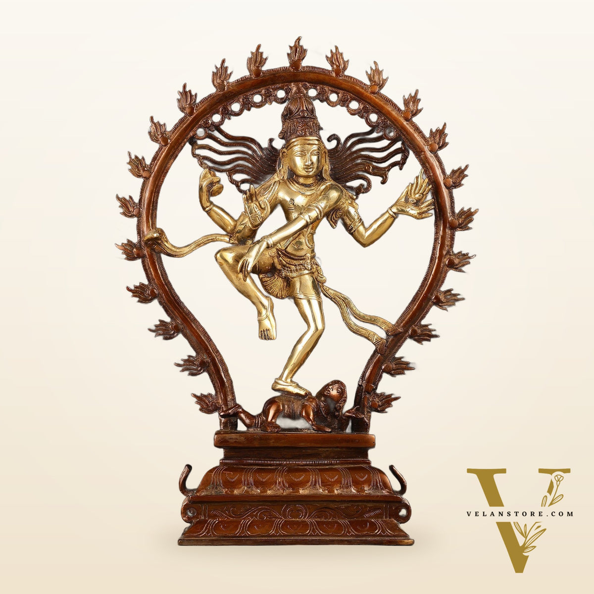 Pure Brass Dancing Shiva Nataraja Statue - 16"