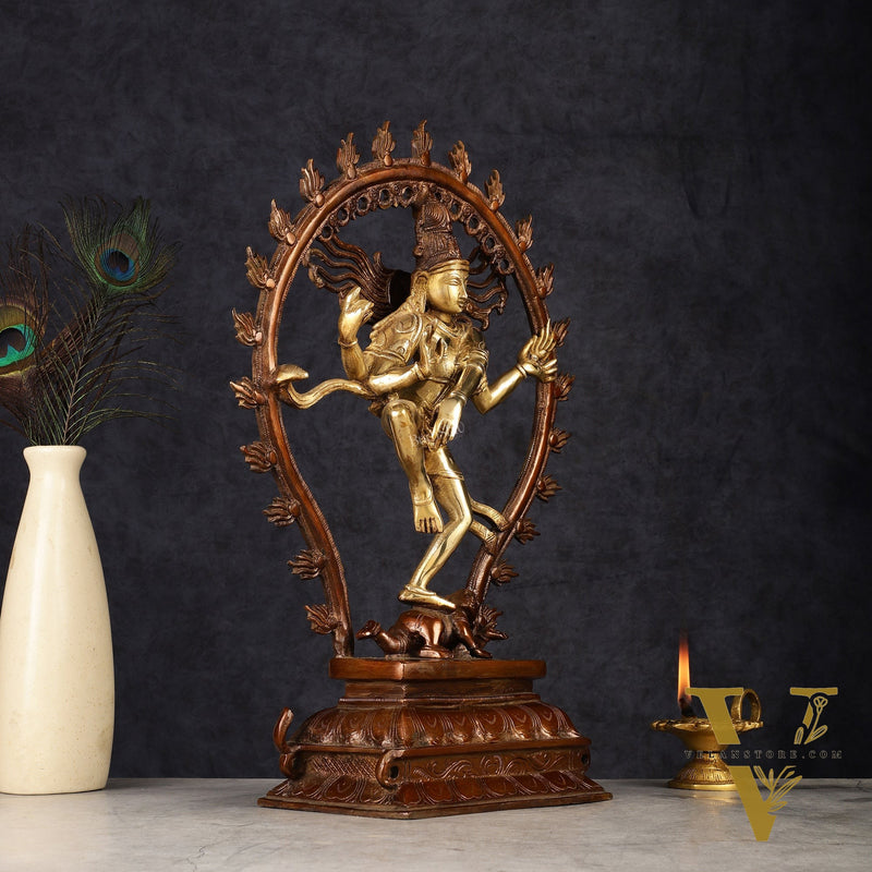 Pure Brass Dancing Shiva Nataraja Statue - 16"