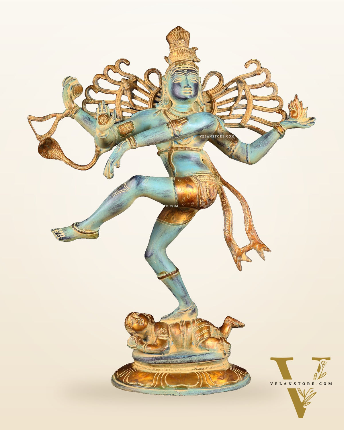 Pure Brass Dancing Shiva Nataraja Statue – Blue Patina (19.5 Inch | 7.5 Kg)
