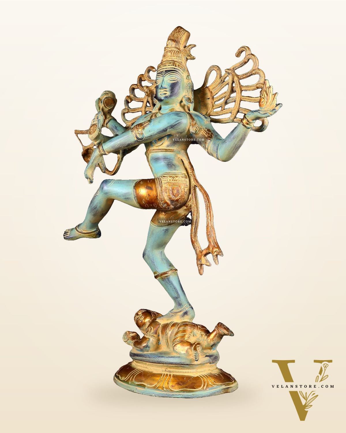 Pure Brass Dancing Shiva Nataraja Statue – Blue Patina (19.5 Inch | 7.5 Kg)