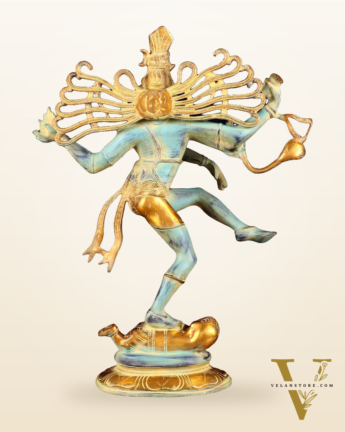 Pure Brass Dancing Shiva Nataraja Statue – Blue Patina (19.5 Inch | 7.5 Kg)