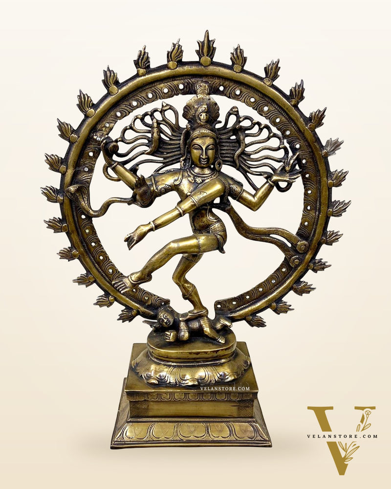 Pure Brass Dancing Shiva Nataraja Statue - Height 21" antique finish