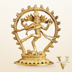 Pure Brass Dancing Shiva Nataraja with Oval Arch | 9 Inch
