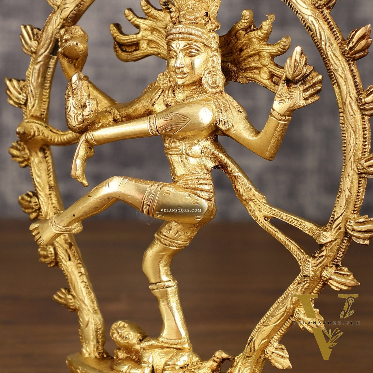 Pure Brass Dancing Shiva Nataraja with Oval Arch | 9 Inch