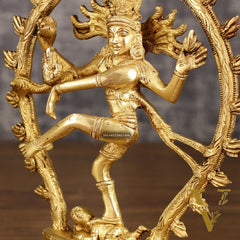 Pure Brass Dancing Shiva Nataraja with Oval Arch | 9 Inch