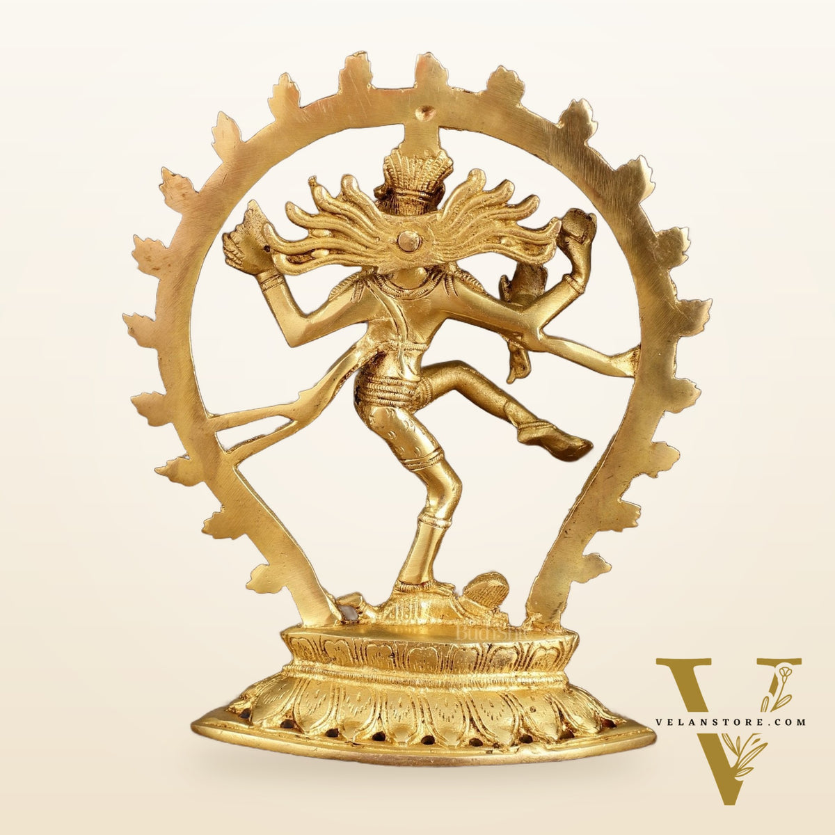 Pure Brass Dancing Shiva Nataraja with Oval Arch | 9 Inch