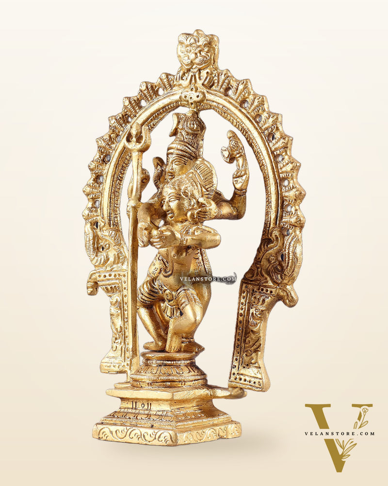 Pure Brass Dancing Shiva Parvati Idol with Prabhavali - 7.5"