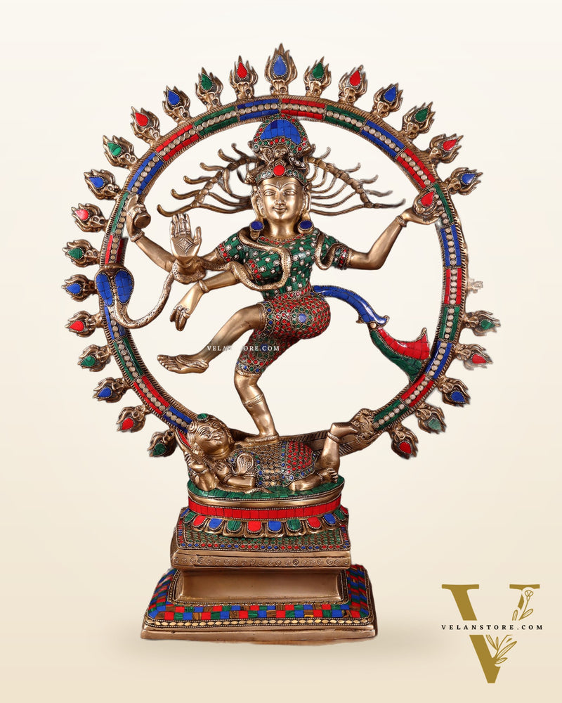 Pure Brass Dancing Shiva Smiling Nataraja Sculpture | 25" multicolour