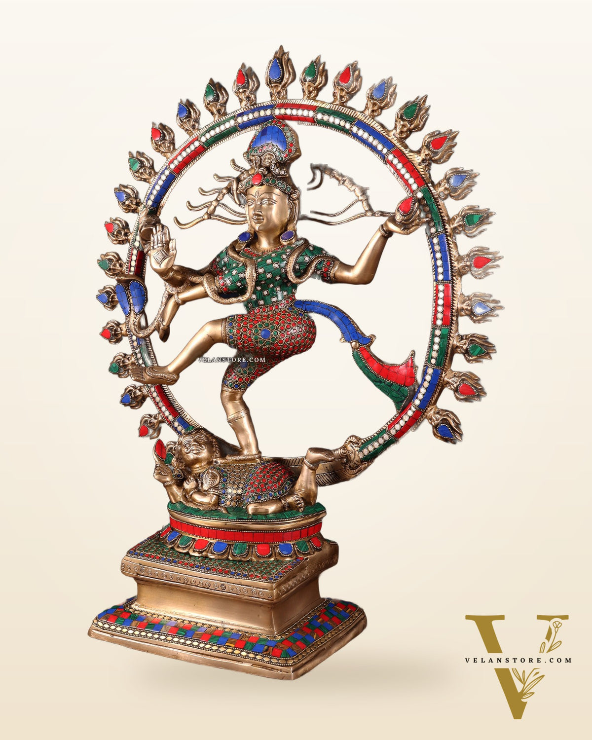 Pure Brass Dancing Shiva Smiling Nataraja Sculpture | 25" multicolour