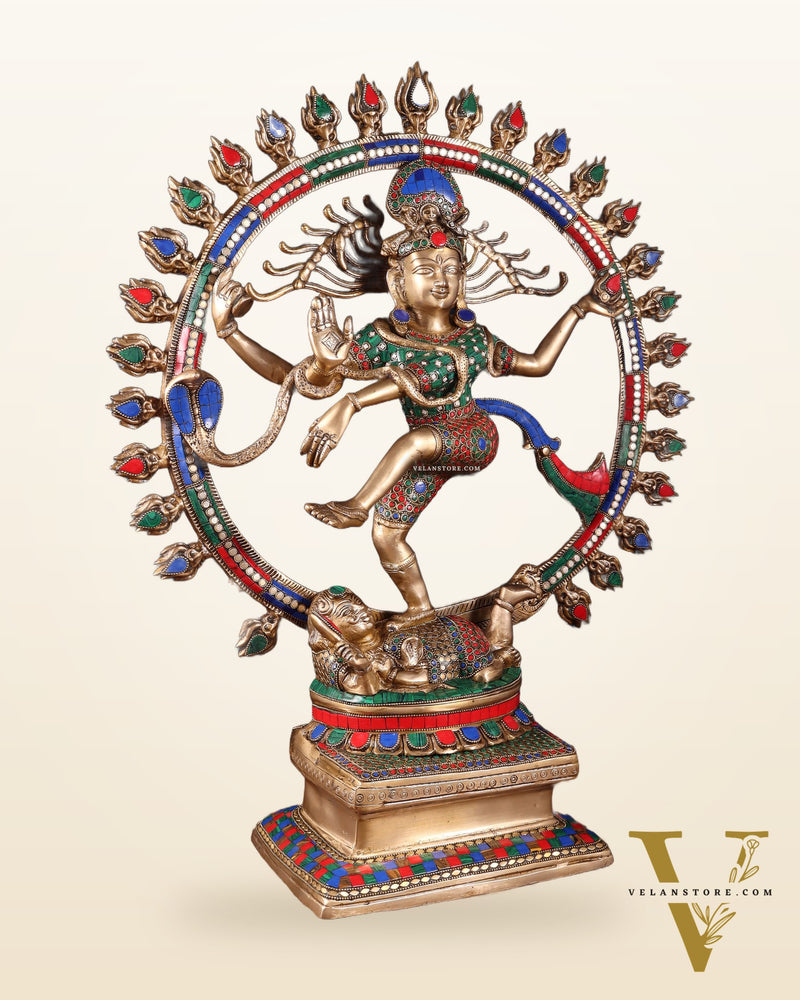 Pure Brass Dancing Shiva Smiling Nataraja Sculpture | 25" multicolour