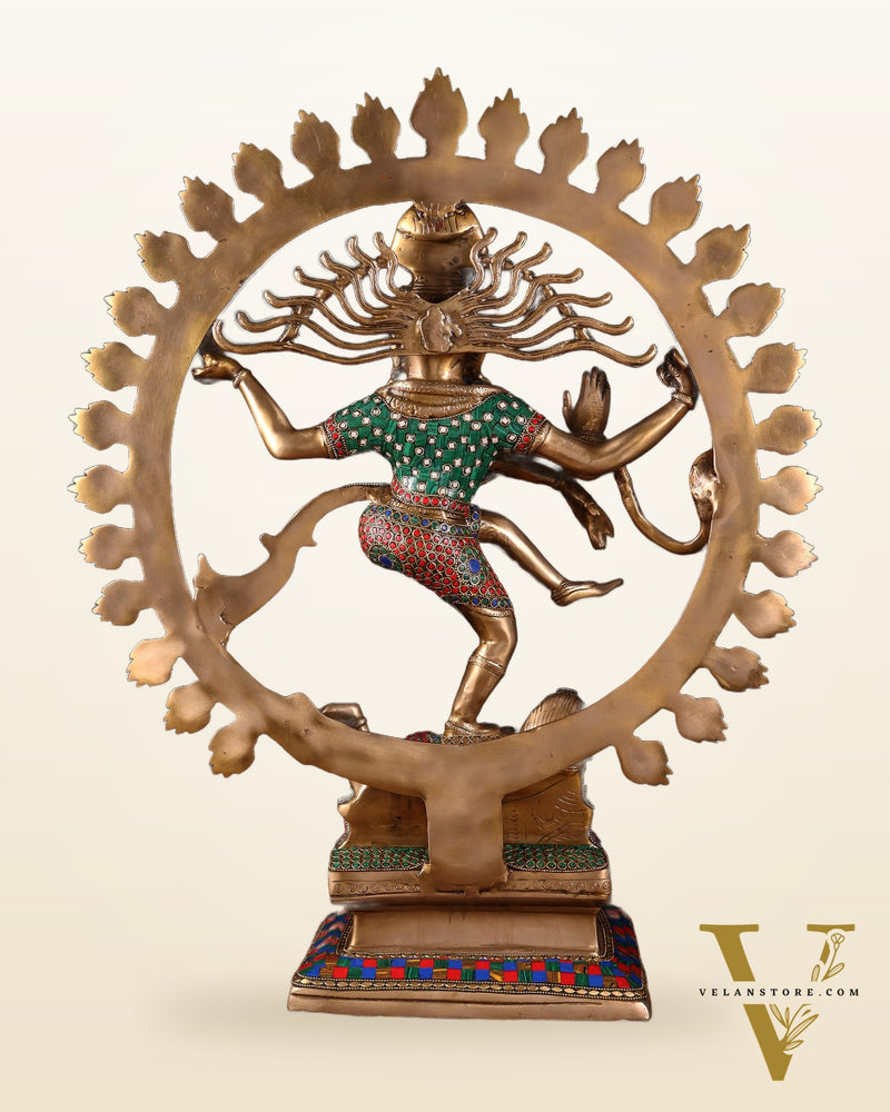 Pure Brass Dancing Shiva Smiling Nataraja Sculpture | 25" multicolour